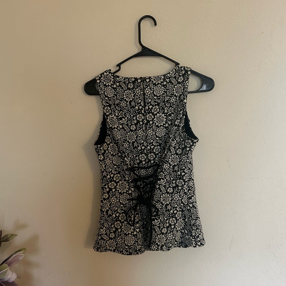 Anthropologie Vanessa Virginia Floral Peplum Lace Up Corset Blouse XSmall Black - Picture 3 of 6